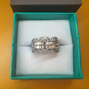 Preowned Effy 14K White Gold & 0.92 TCW Diamond Link Ring Size 7